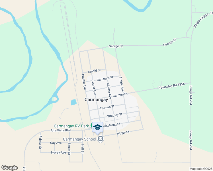 map of restaurants, bars, coffee shops, grocery stores, and more near 604 Alberta Avenue in Carmangay
