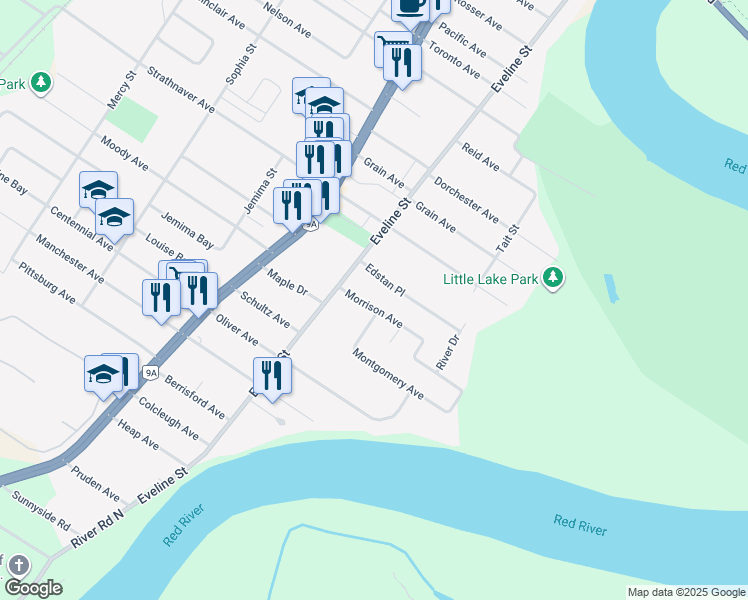 map of restaurants, bars, coffee shops, grocery stores, and more near 157 Morrison Avenue in Selkirk