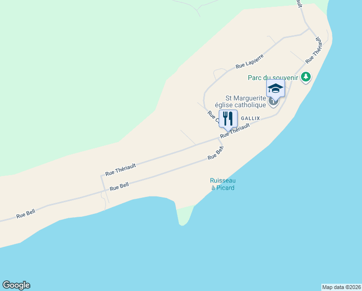 map of restaurants, bars, coffee shops, grocery stores, and more near 650 Rue Thériault in Sept-Ã�Les