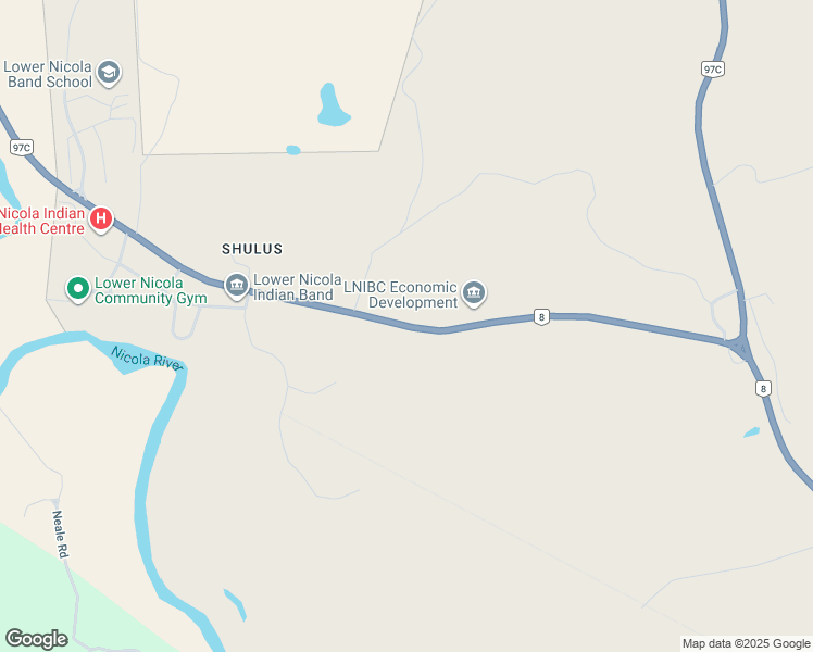 map of restaurants, bars, coffee shops, grocery stores, and more near 294 British Columbia 8 in Merritt