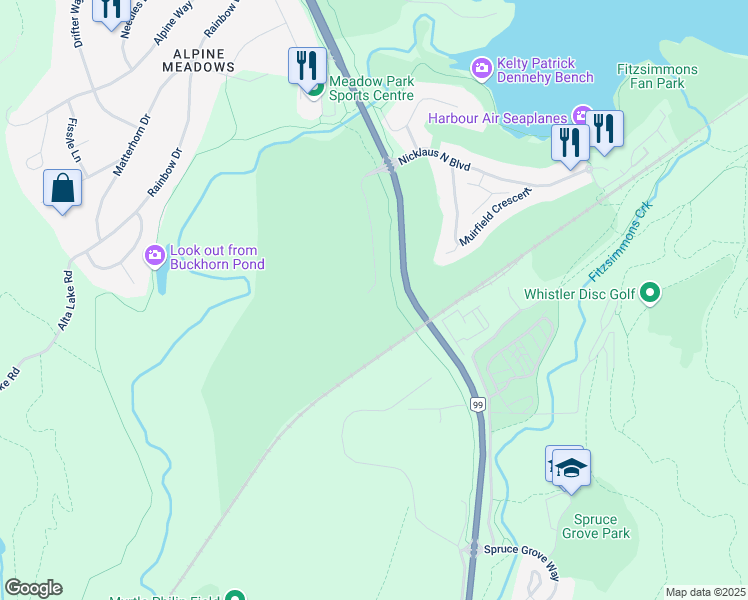 map of restaurants, bars, coffee shops, grocery stores, and more near 8080 Cypress Place in Whistler