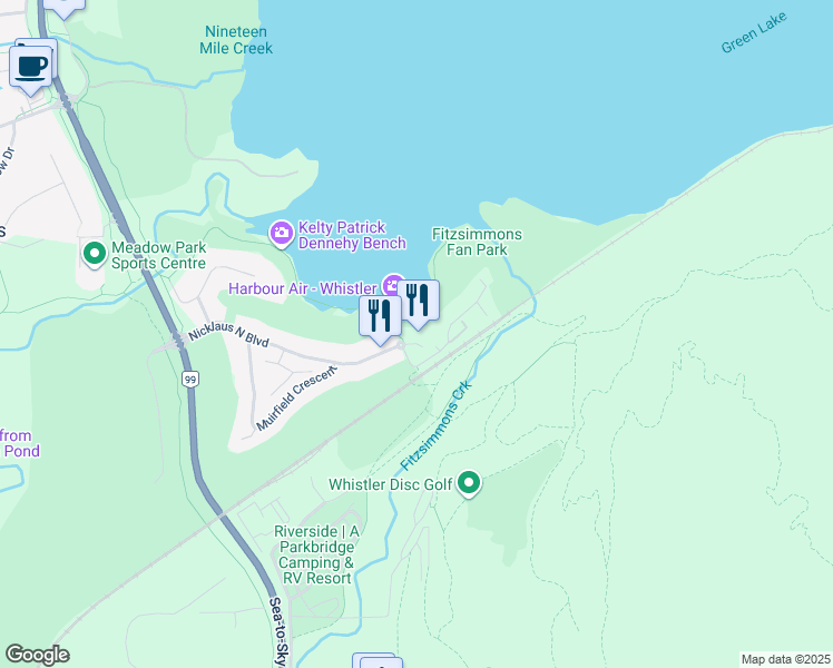 map of restaurants, bars, coffee shops, grocery stores, and more near 8070 Mons Road in Whistler