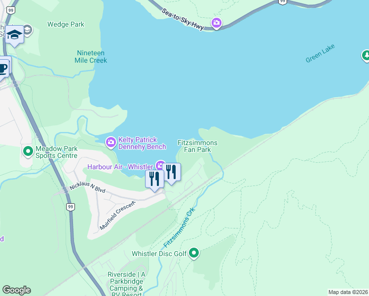 map of restaurants, bars, coffee shops, grocery stores, and more near 8398 Glen Abbey Lane in Whistler