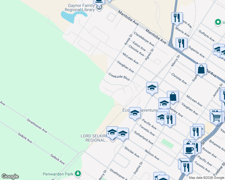 map of restaurants, bars, coffee shops, grocery stores, and more near 7 Pearson Parkway in Selkirk