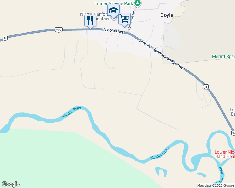map of restaurants, bars, coffee shops, grocery stores, and more near 374 Marshall Road in Merritt