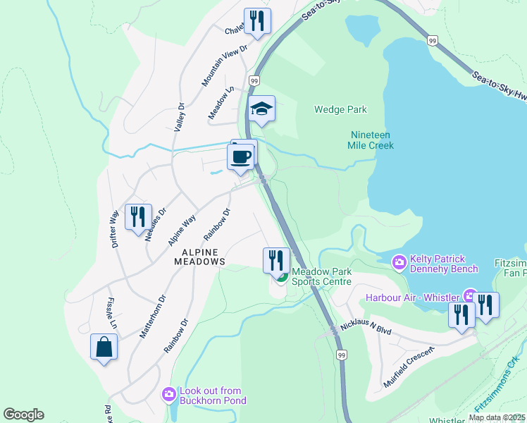 map of restaurants, bars, coffee shops, grocery stores, and more near in Whistler