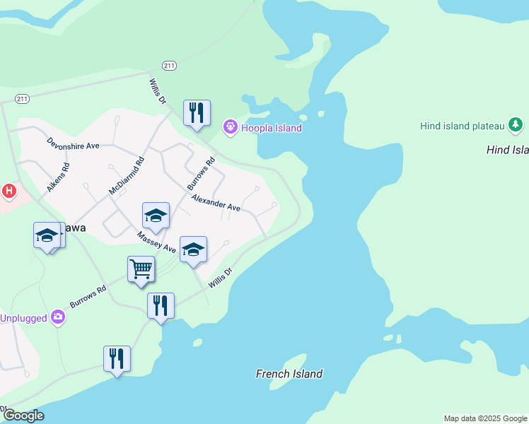 map of restaurants, bars, coffee shops, grocery stores, and more near 3 Tupper Place in Pinawa