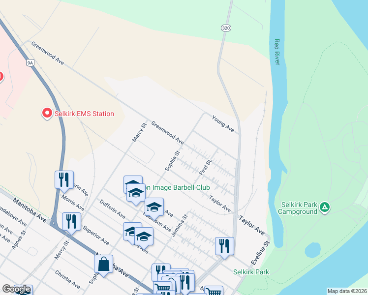 map of restaurants, bars, coffee shops, grocery stores, and more near 420 Greenwood Avenue in Selkirk