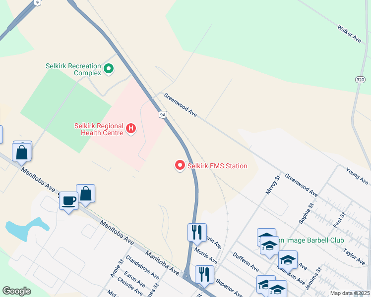 map of restaurants, bars, coffee shops, grocery stores, and more near 120 Easton Drive in Selkirk