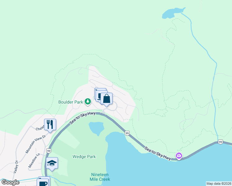 map of restaurants, bars, coffee shops, grocery stores, and more near 8400 Ashleigh McIvor Drive in Whistler