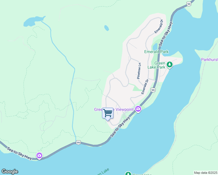 map of restaurants, bars, coffee shops, grocery stores, and more near 9551 Emerald Drive in Whistler