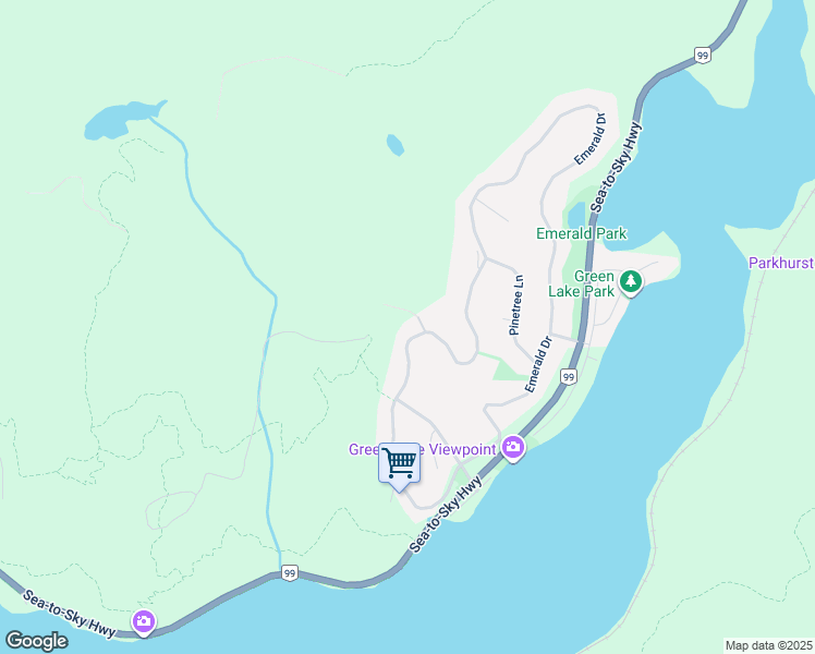 map of restaurants, bars, coffee shops, grocery stores, and more near 9539 Emerald Drive in Whistler