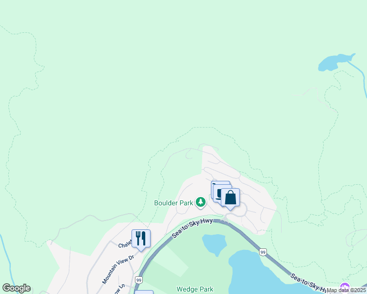 map of restaurants, bars, coffee shops, grocery stores, and more near 8558 Ashleigh McIvor Drive in Whistler