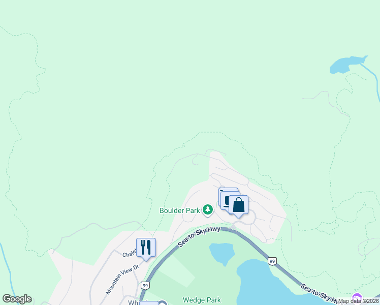 map of restaurants, bars, coffee shops, grocery stores, and more near 16 Ashleigh McIvor Drive in Whistler