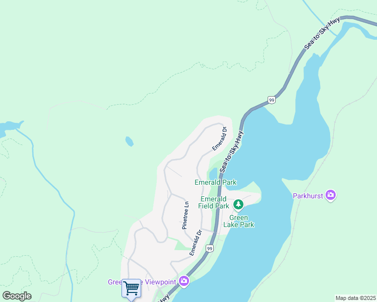 map of restaurants, bars, coffee shops, grocery stores, and more near 9380 Emerald Drive in Whistler