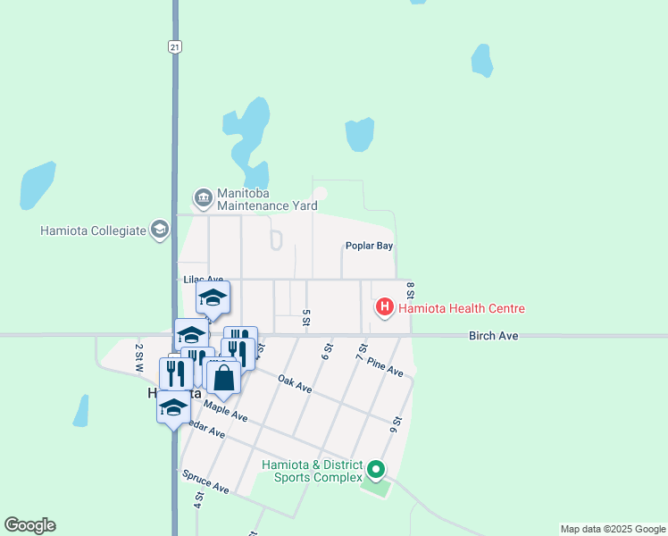 map of restaurants, bars, coffee shops, grocery stores, and more near 63 Poplar Bay in Hamiota