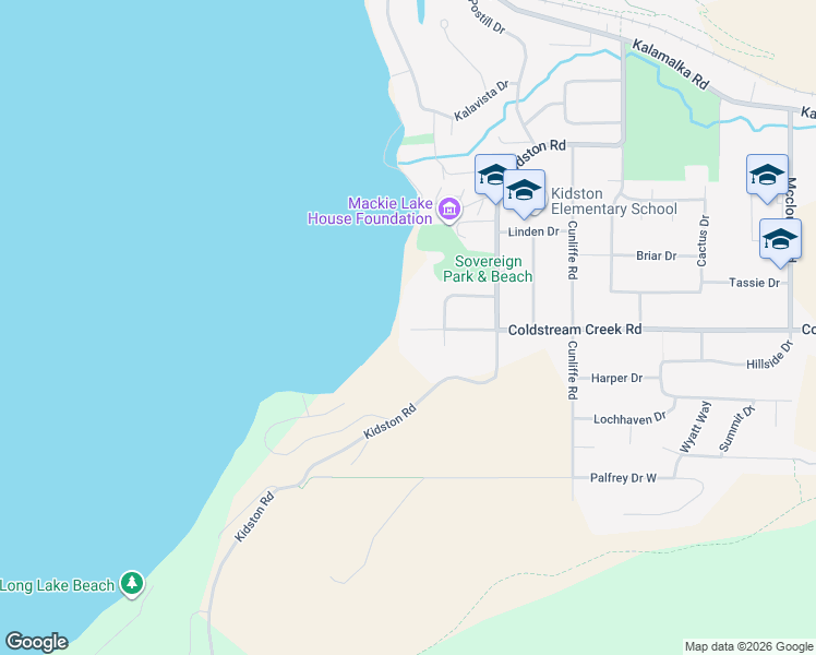 map of restaurants, bars, coffee shops, grocery stores, and more near 12407 Coldstream Creek Road in North Okanagan