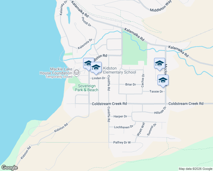 map of restaurants, bars, coffee shops, grocery stores, and more near 7700 Cunliffe Road in North Okanagan