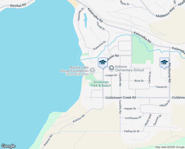 map of restaurants, bars, coffee shops, grocery stores, and more near 7804 Kidston Road in North Okanagan