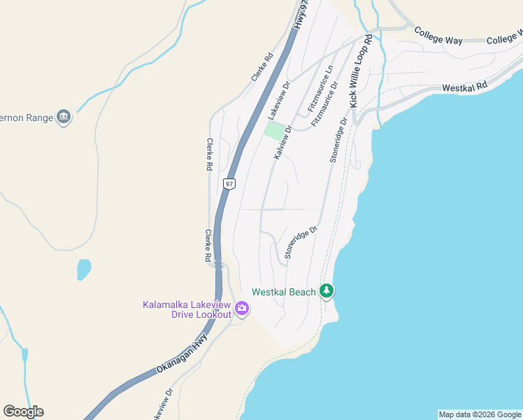 map of restaurants, bars, coffee shops, grocery stores, and more near Watson Drive in Vernon