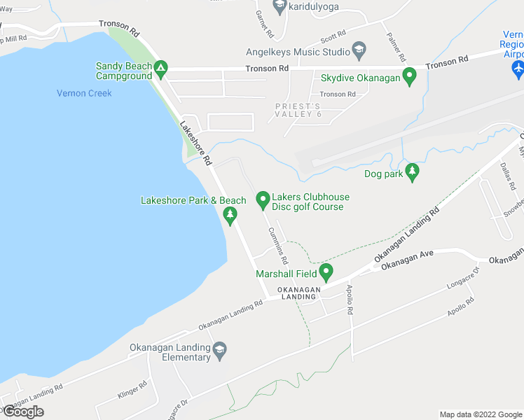 map of restaurants, bars, coffee shops, grocery stores, and more near 6989 Cummins Road in Vernon