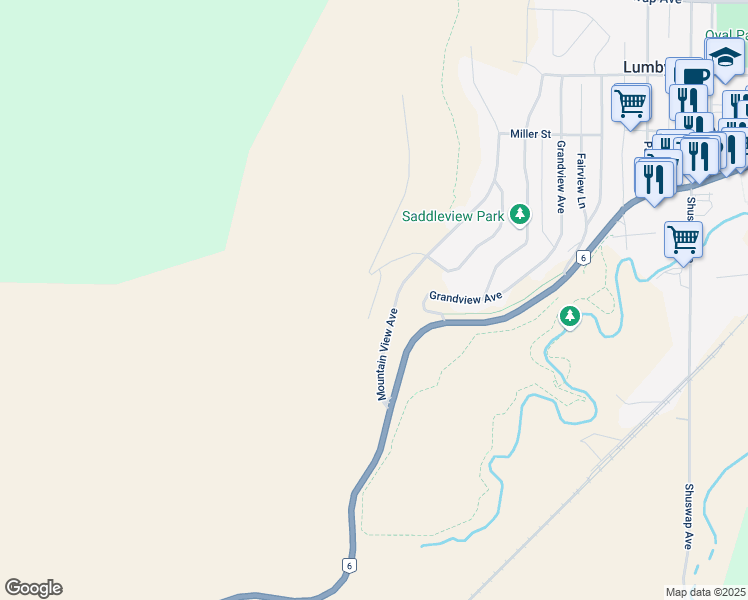 map of restaurants, bars, coffee shops, grocery stores, and more near Gallon Avenue in Lumby