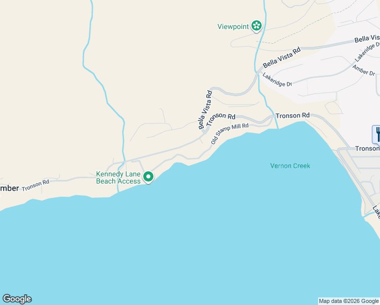 map of restaurants, bars, coffee shops, grocery stores, and more near 7430 Tronson Road in Vernon