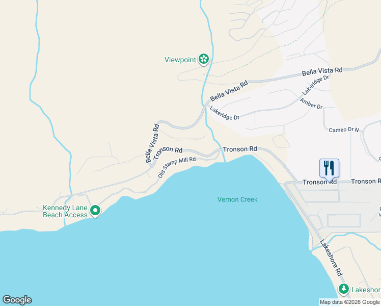 map of restaurants, bars, coffee shops, grocery stores, and more near 7346 Tronson Road in Vernon