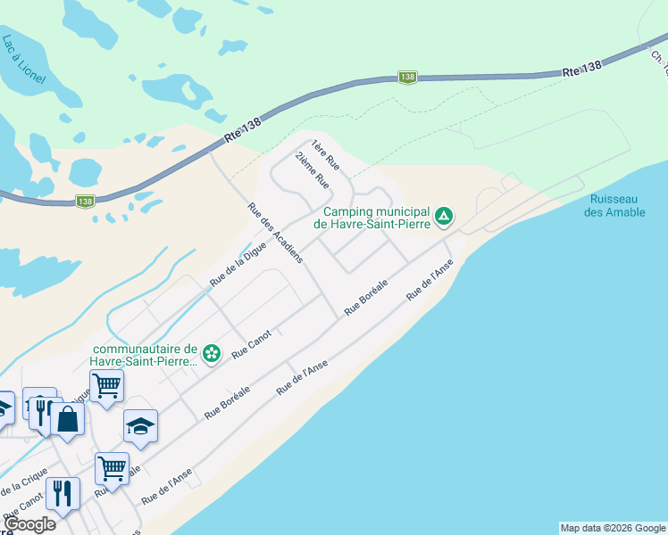 map of restaurants, bars, coffee shops, grocery stores, and more near 1782 Rue du Gabion in Côte-Nord