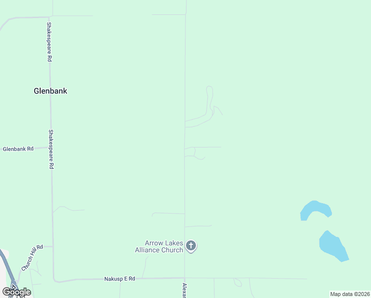 map of restaurants, bars, coffee shops, grocery stores, and more near Alexander Road in Nakusp
