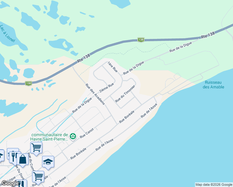 map of restaurants, bars, coffee shops, grocery stores, and more near 1590 1ère Rue in Havre-Saint-Pierre