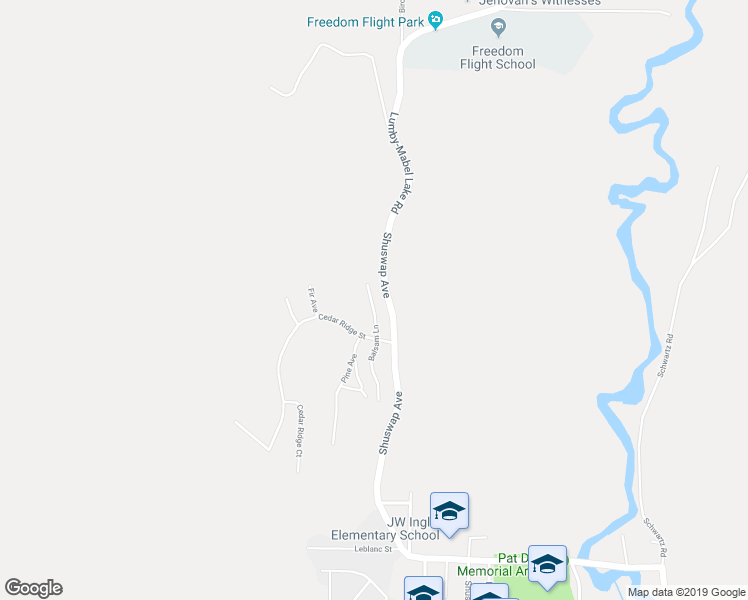 map of restaurants, bars, coffee shops, grocery stores, and more near 2769 Balsam Lane in Lumby