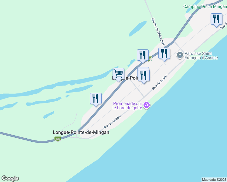 map of restaurants, bars, coffee shops, grocery stores, and more near 986 Chemin du Roi in Longue-Pointe-de-Mingan