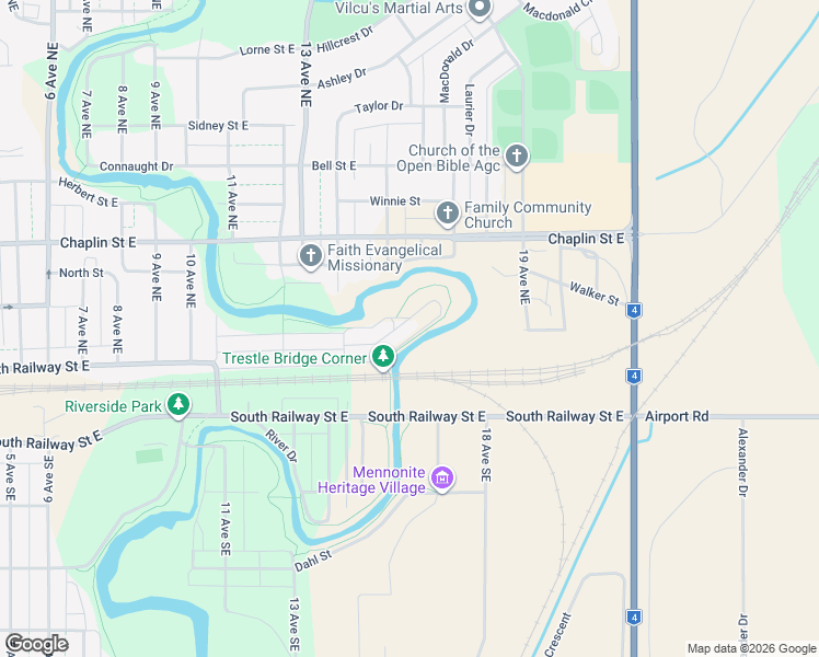map of restaurants, bars, coffee shops, grocery stores, and more near 1497 Riverside Avenue in Swift Current