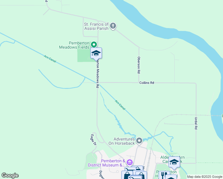 map of restaurants, bars, coffee shops, grocery stores, and more near 1360 Collins Road in Pemberton