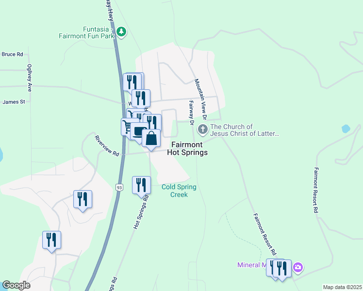 map of restaurants, bars, coffee shops, grocery stores, and more near 5071 Fairmont Resort Road in Fairmont Hot Springs