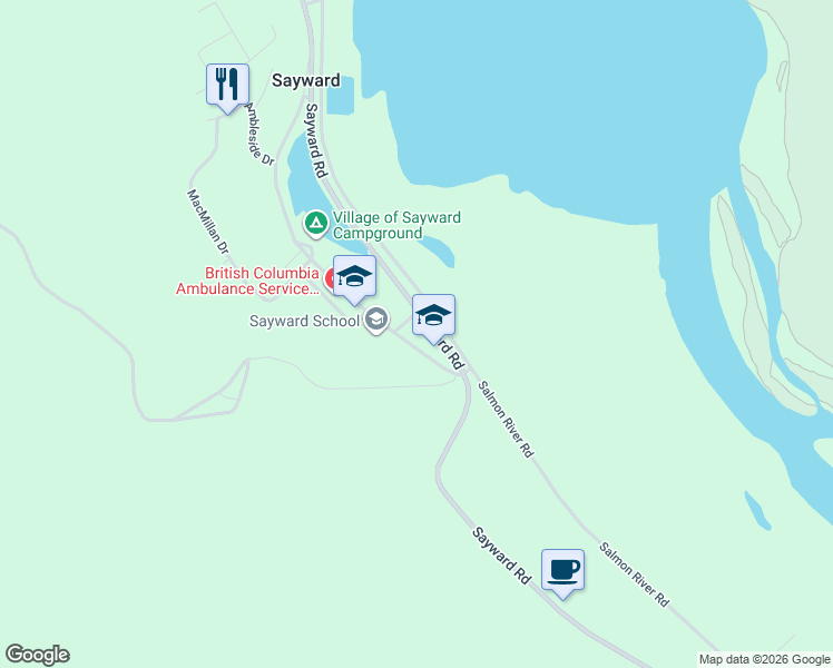 map of restaurants, bars, coffee shops, grocery stores, and more near 707 Kelsey Way in Sayward