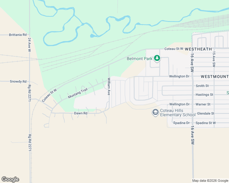 map of restaurants, bars, coffee shops, grocery stores, and more near 33 Brigham Road in Moose Jaw
