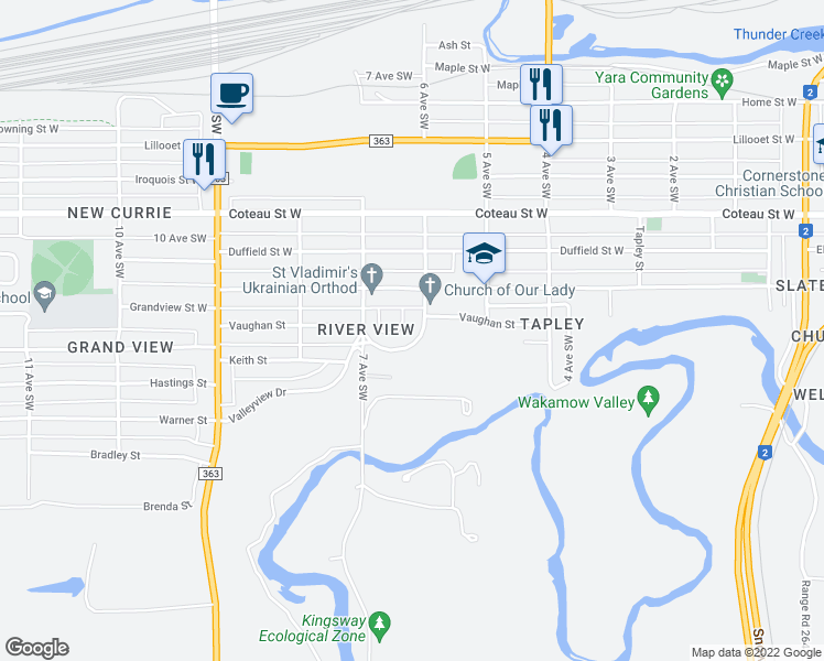 map of restaurants, bars, coffee shops, grocery stores, and more near 638 Keith Crescent in Moose Jaw