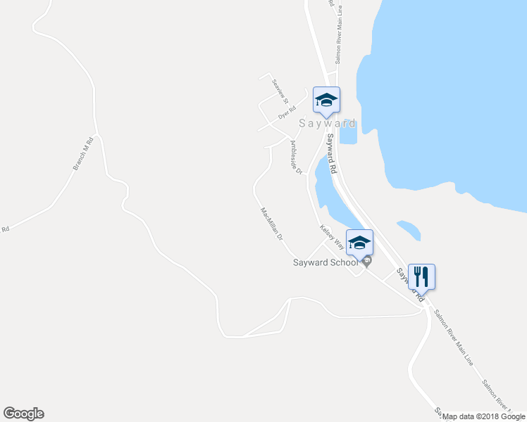 map of restaurants, bars, coffee shops, grocery stores, and more near 431 Macmillan Drive in Sayward