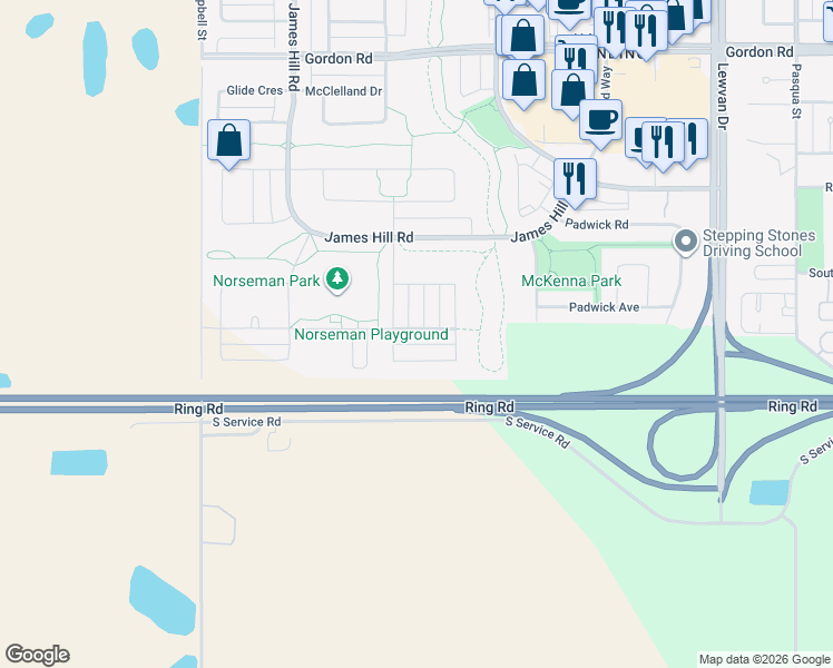 map of restaurants, bars, coffee shops, grocery stores, and more near 520 Beacon Way in Richardson