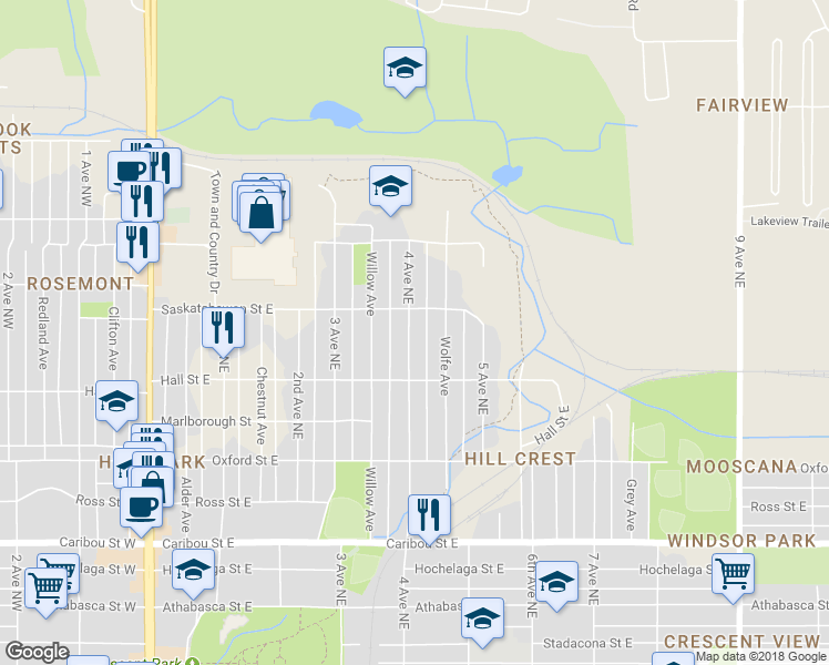 map of restaurants, bars, coffee shops, grocery stores, and more near 1163 4 Avenue Northeast in Moose Jaw