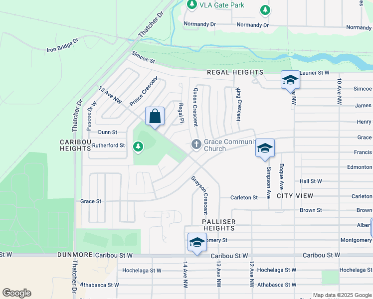 map of restaurants, bars, coffee shops, grocery stores, and more near 1292 Gordon Road in Moose Jaw