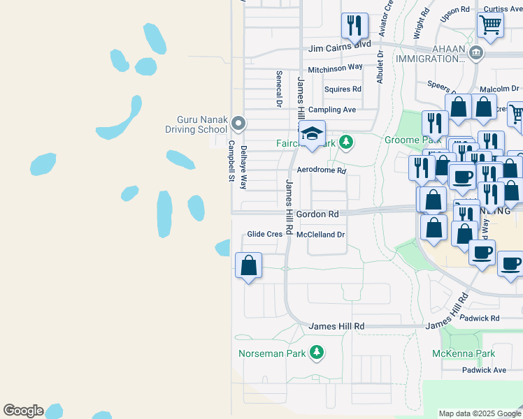 map of restaurants, bars, coffee shops, grocery stores, and more near 5722 Gordon Road in Richardson
