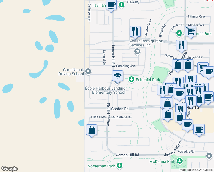 map of restaurants, bars, coffee shops, grocery stores, and more near 5601a McCaughey Street in Regina