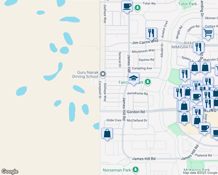 map of restaurants, bars, coffee shops, grocery stores, and more near in Regina