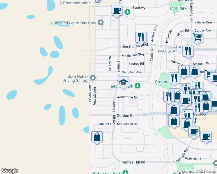 map of restaurants, bars, coffee shops, grocery stores, and more near 5601a McCaughey Street in Regina