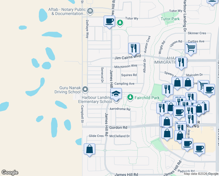 map of restaurants, bars, coffee shops, grocery stores, and more near 4388 James Hill Road in Richardson