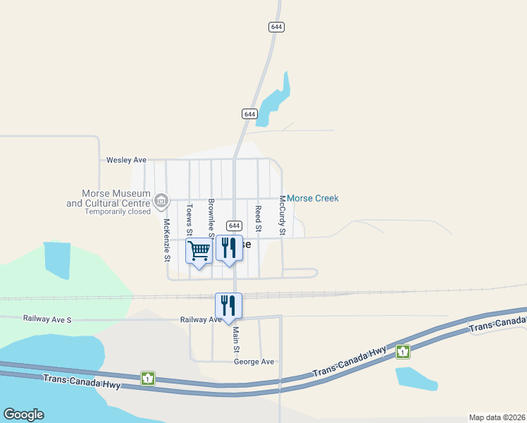 map of restaurants, bars, coffee shops, grocery stores, and more near 413 Reed Street in Morse