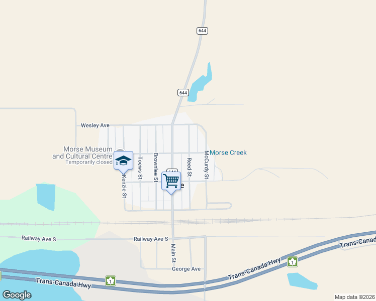 map of restaurants, bars, coffee shops, grocery stores, and more near 413 Reed Street in Morse